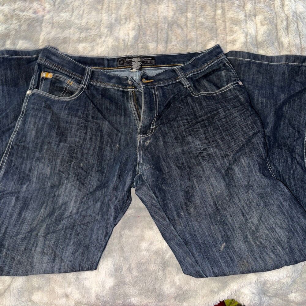 Baggy Vintage Y2K Southpole blue Denim Dark Wash Jeans Size 36 yellow tab